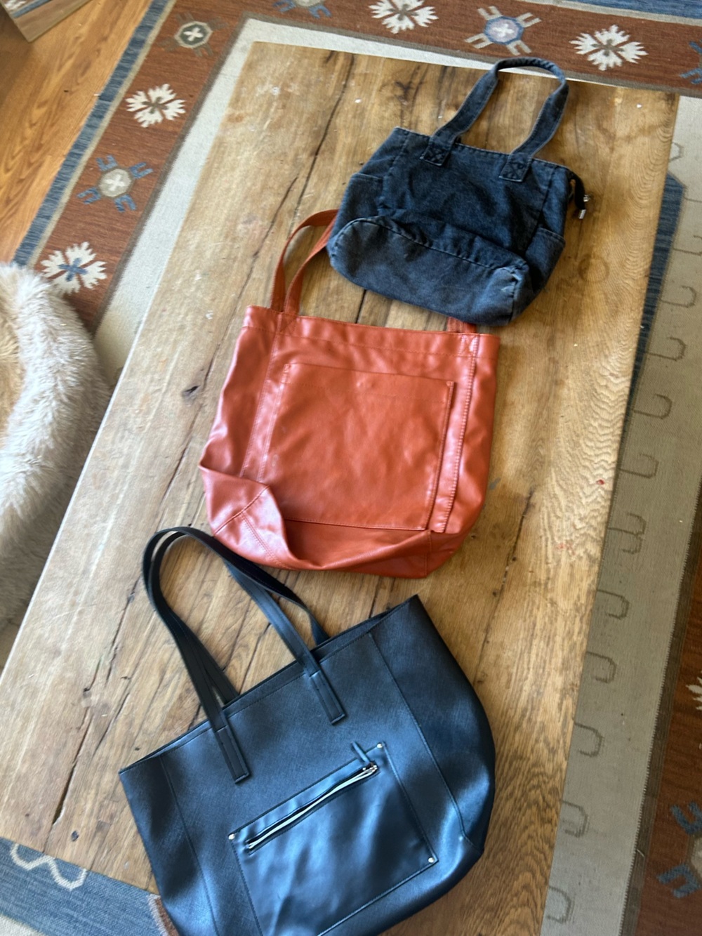 3 purse tote bags Rust black Bag - Stylish Everyday laptop denim